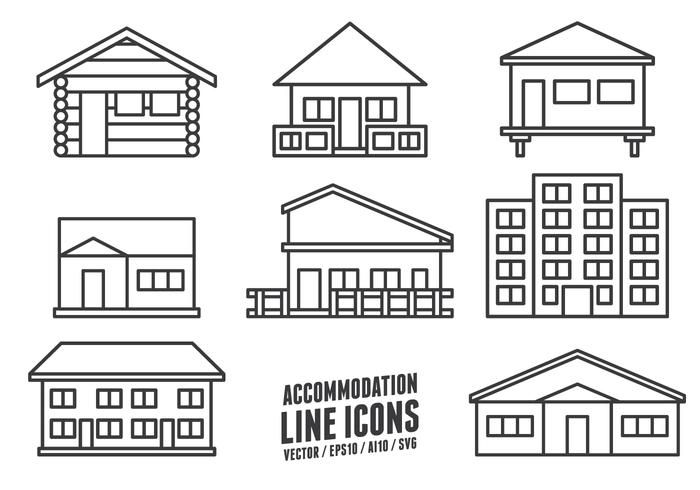 Accommodation Line Icons vector
