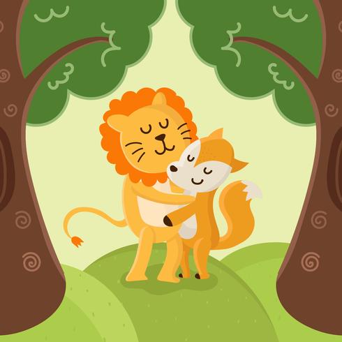 Animals Best Friends Ever Vector Illustration