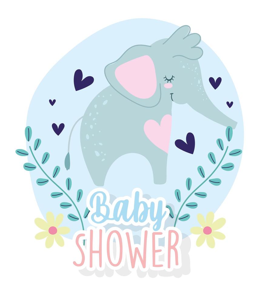 Baby shower card with cute little elephant vector