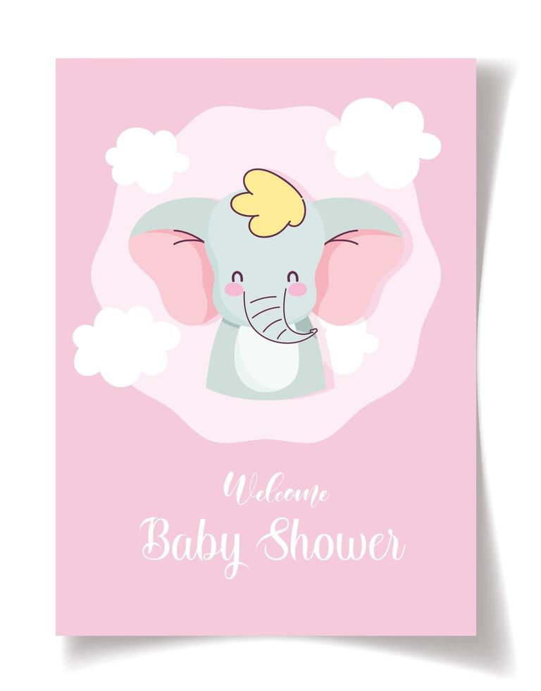 Baby shower with cute little elephant design vector