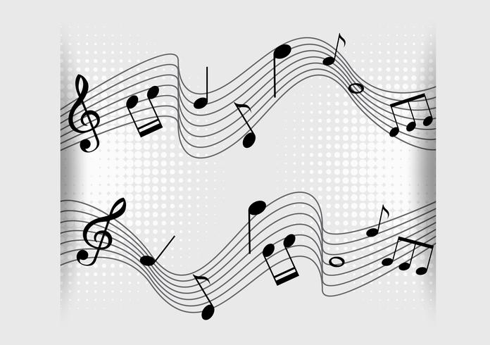 Background design with music notes on scales vector