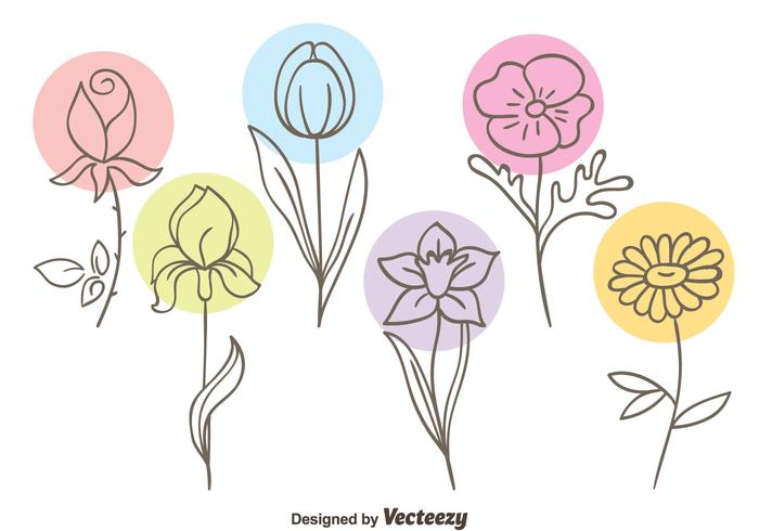 Beautiful Sketch Flowers Collection Vector