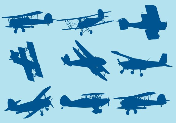 Biplane Silhouettes vector