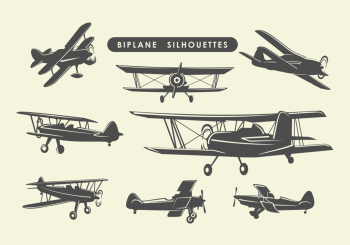 Biplane Silhouettes  vector