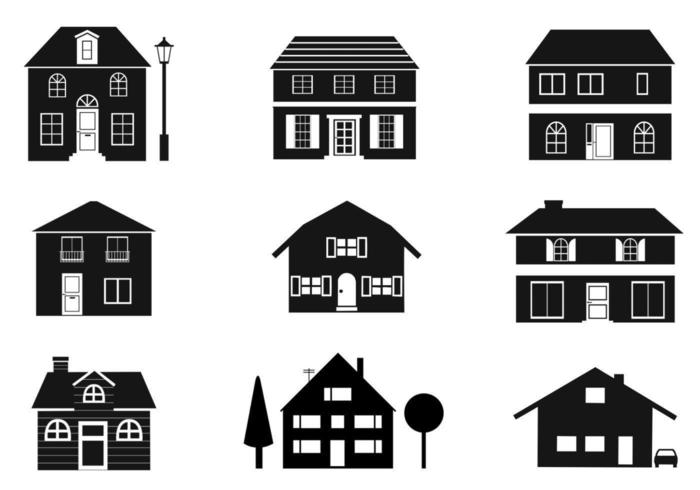 Black and White Houses Vector Pack