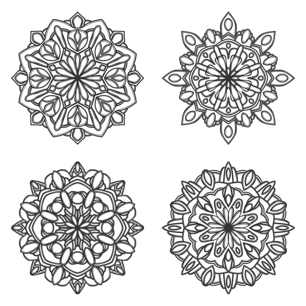 Black and white mandala set vector