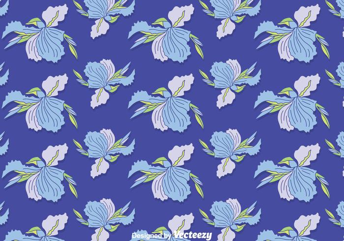 Blue Iris Flowers Seamless Pattern Vector