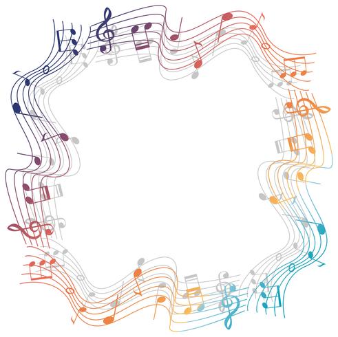 Border template with colorful musicnotes vector