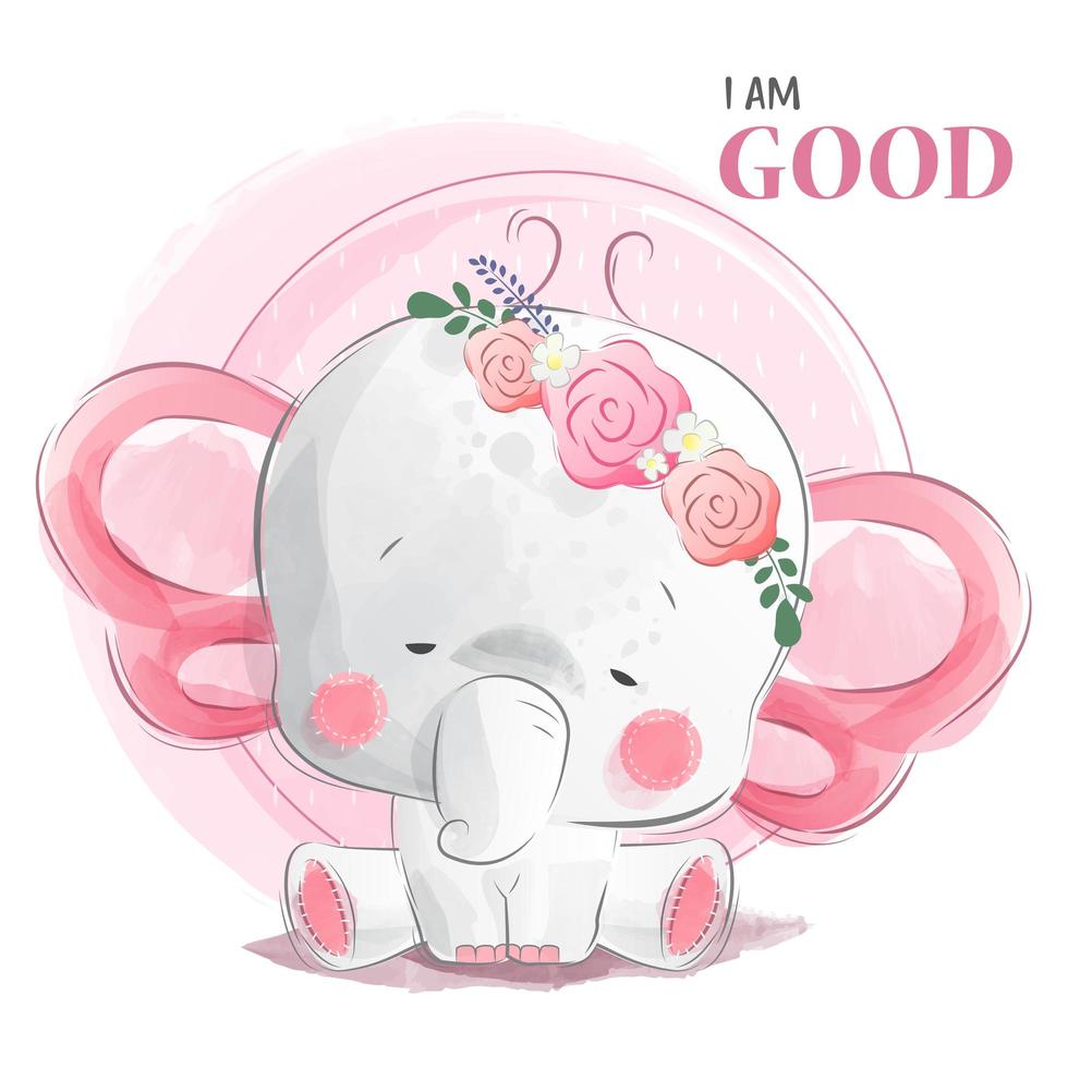 Butterfly Ears Baby Elephant Girl vector