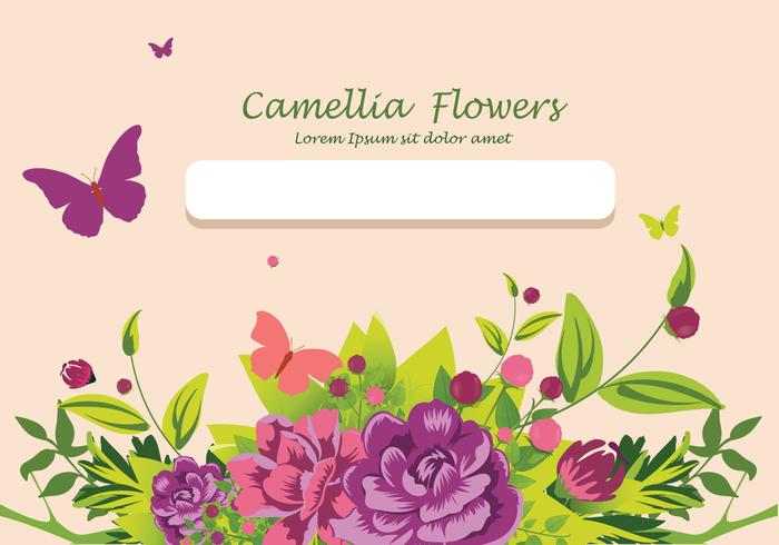 Camellia flowers invitation card design illustration vector