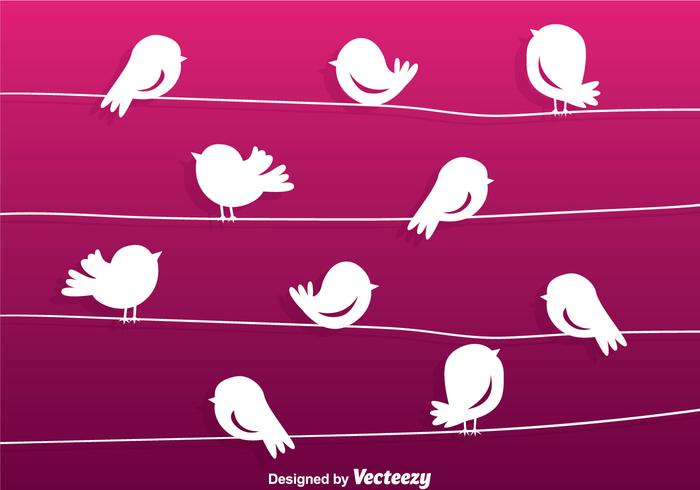 Cartoon Bird Silhouette On A Wire Vector