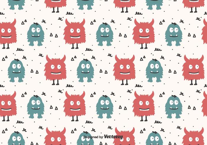 Cartoon Monsters Vector Pattern