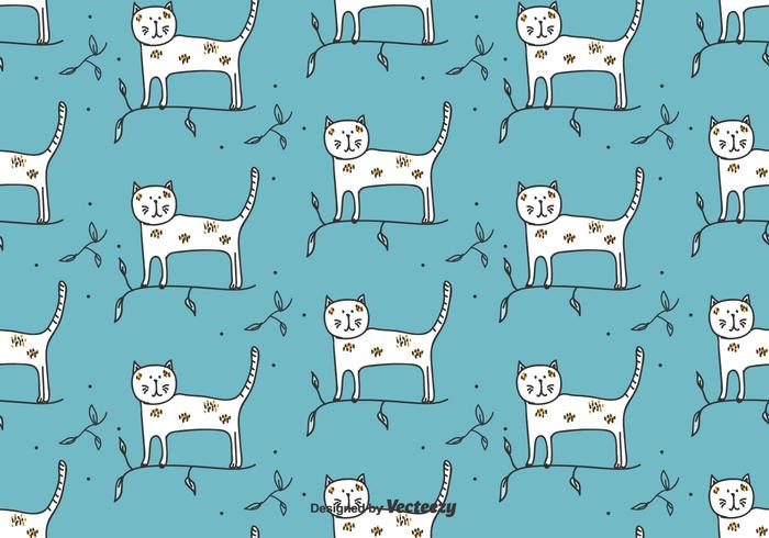 Cat On Branch Vector Pattern