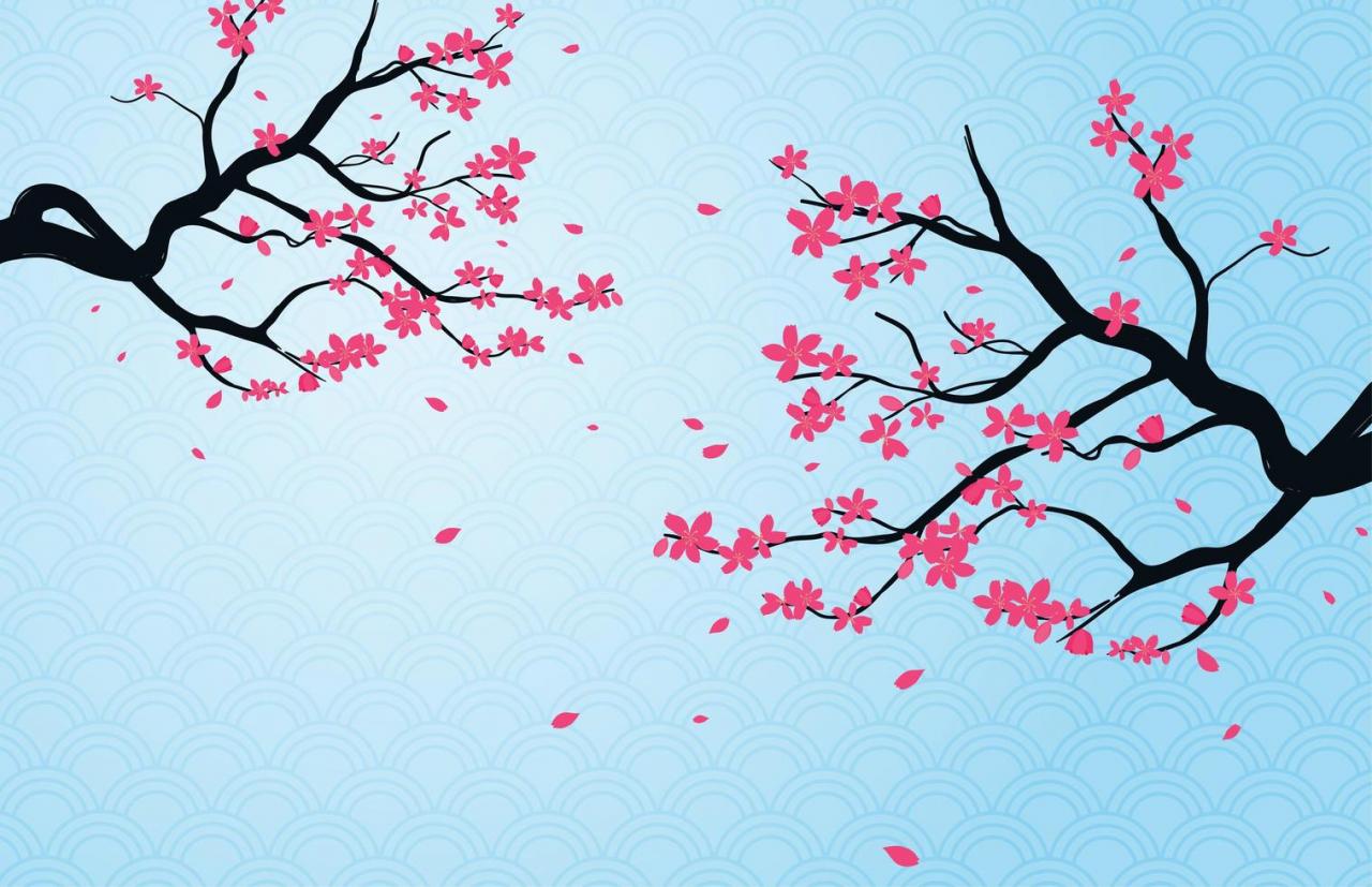 Cherry Blossom Branch Background vector