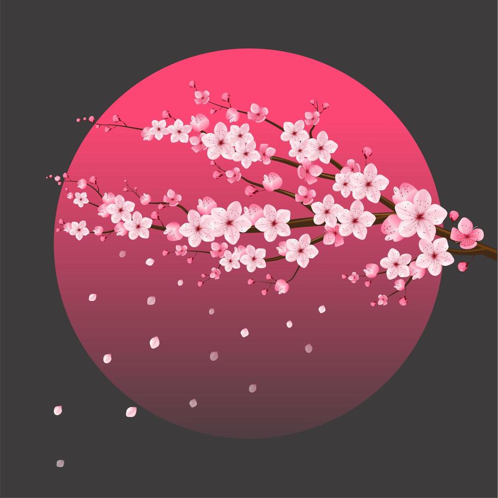 Cherry Blossom Sakura Over Moon vector