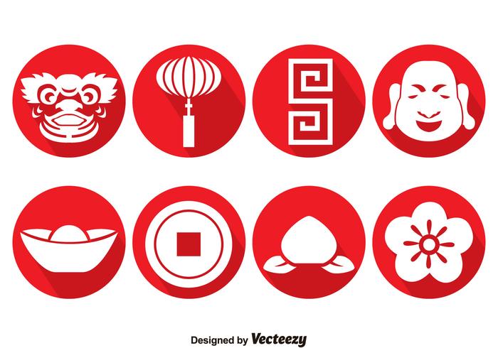 Chinese Culture Circle Icons Vector