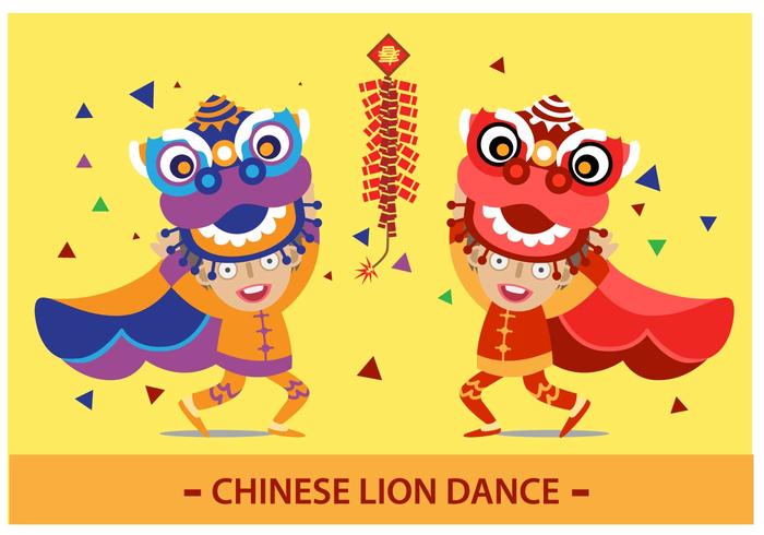 chinese lion dance vector