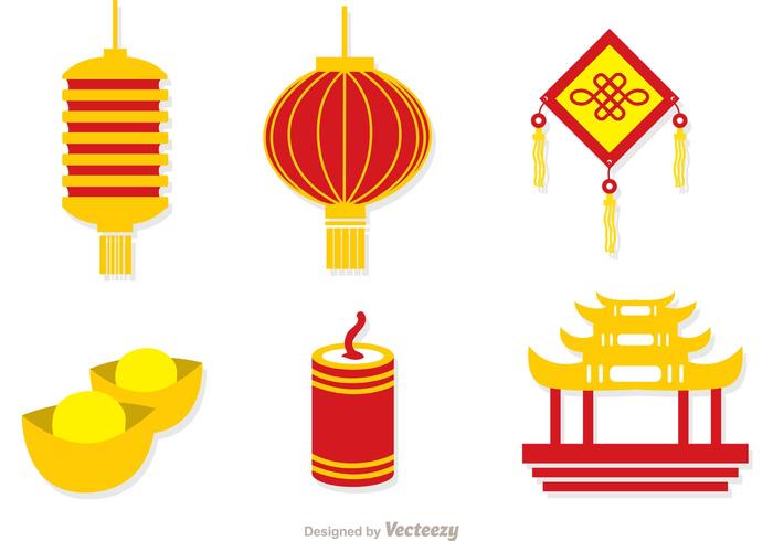 Chinese Lunar New Year Icons Vector