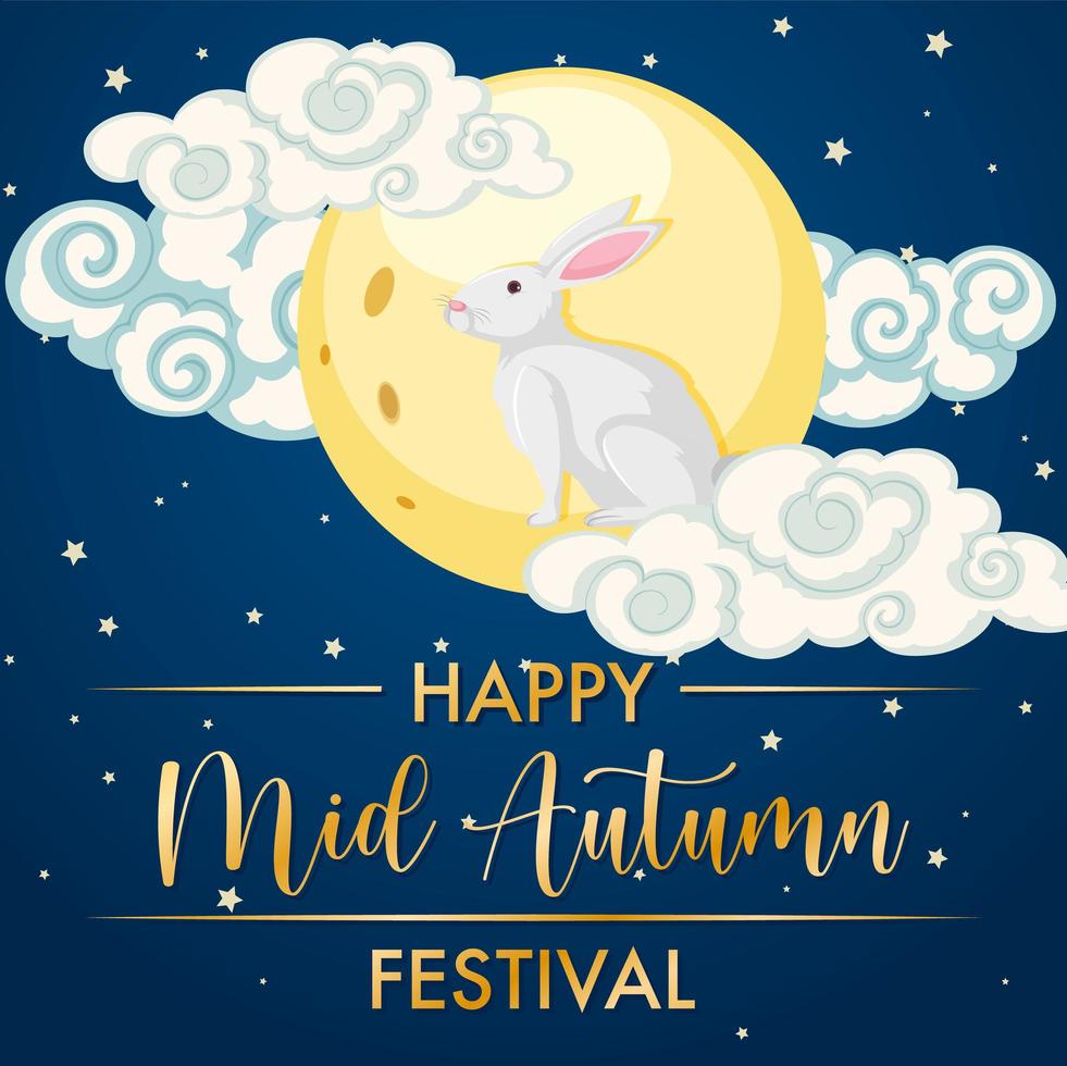 Chinese mid autumn festival design with rabbit and moon vector