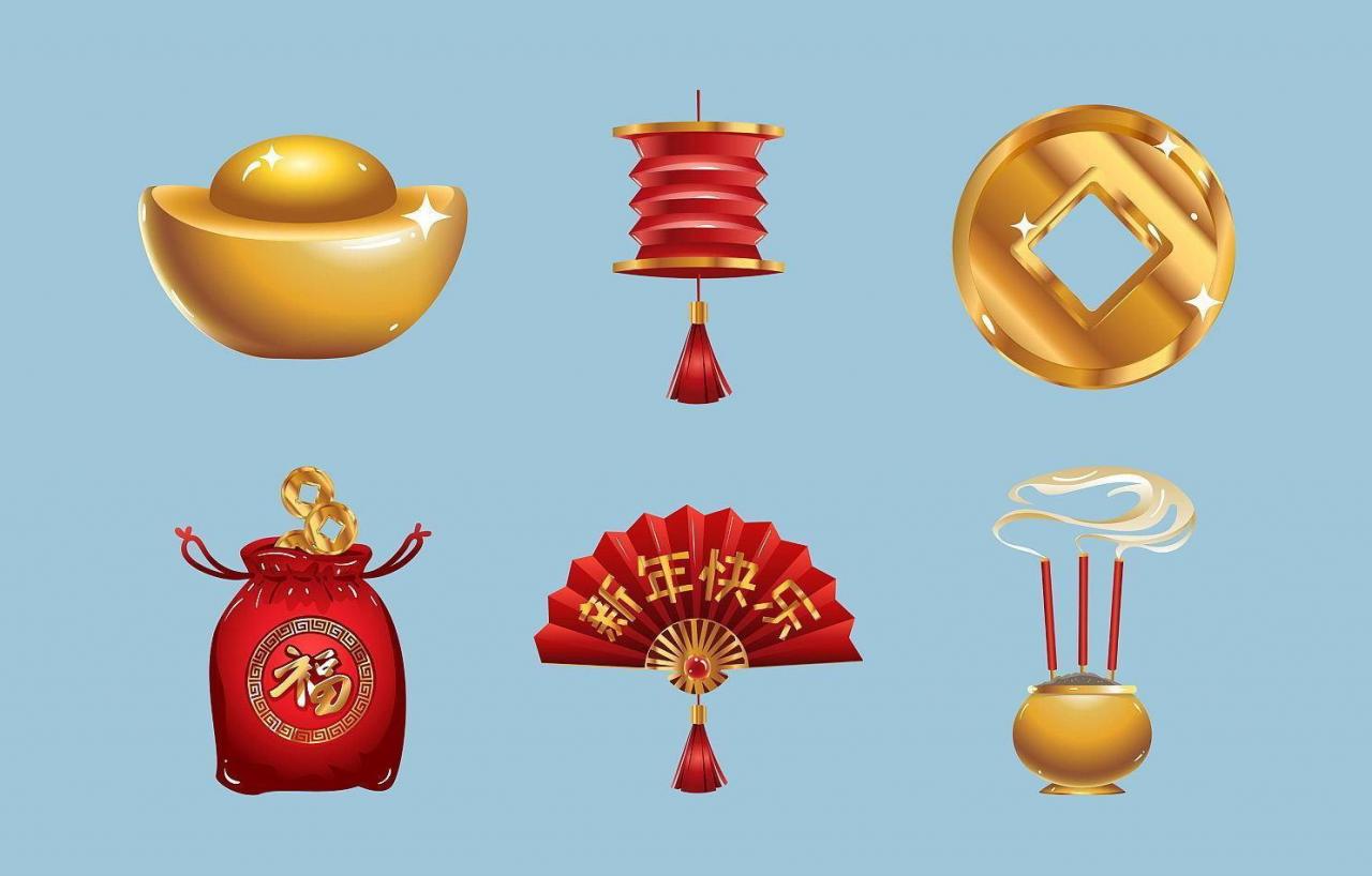 Chinese New Year Festivity Icons vector