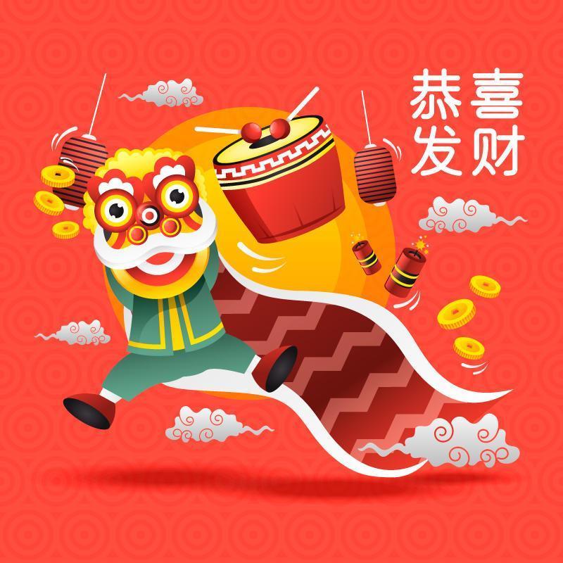 Chinese New Year with Lion Dance vector