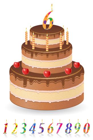 chocolate birthday cake with numbers of age vector illustration
