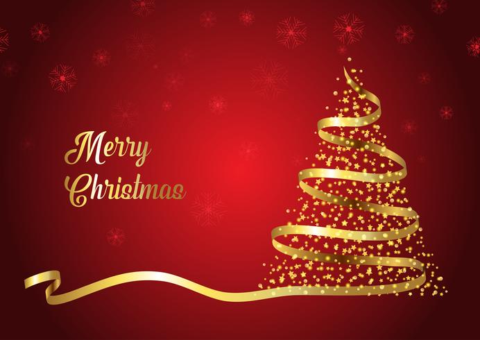 Christmas tree ribbon background vector
