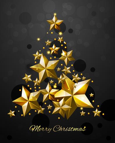 Christmas Tree With Gold Stars vector