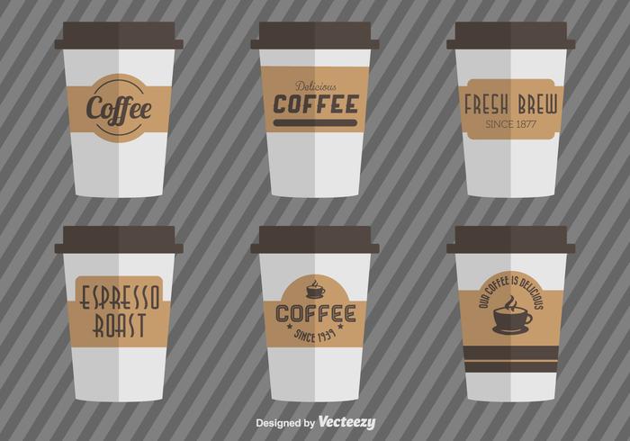 Coffee Cups With Vector Coffee Cardboard Sleeves