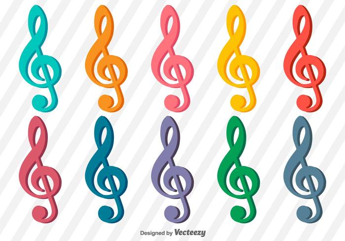 Collection of vector treble clef icons