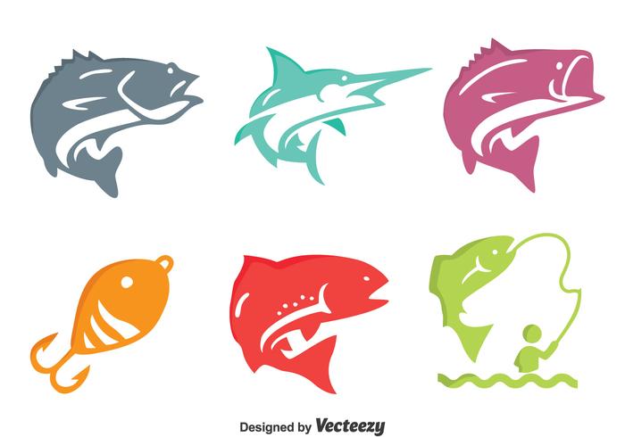 Colorful Fishing Fish Icons Vector