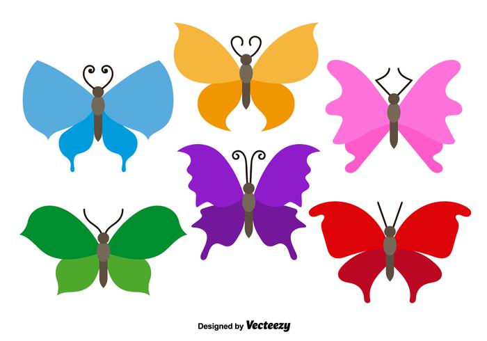 Colorful Flat Butterflies Vectors