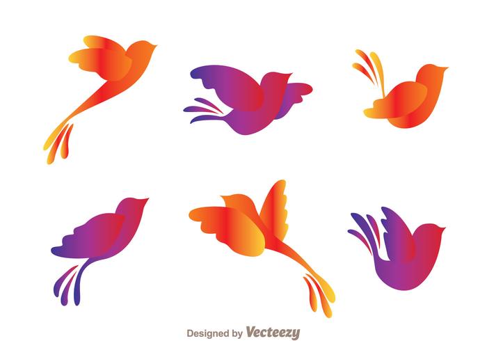 Colorful Flying Bird Silhouette Vectors
