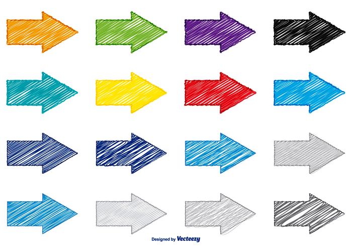 Colorful Scribble Style Arrow Set vector