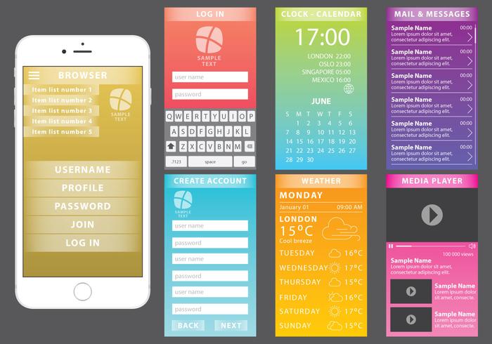 Colorful Web Kit For Mobile Devices vector