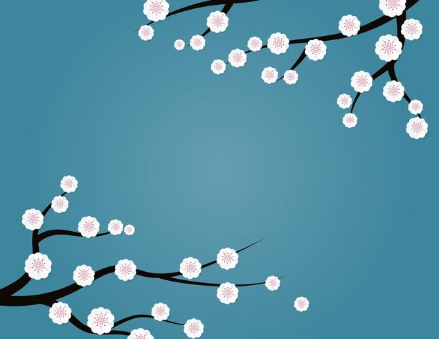 Creative vector illustration plum blossom with branches on background. 