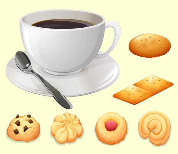 Cup of coffee and cookies vector