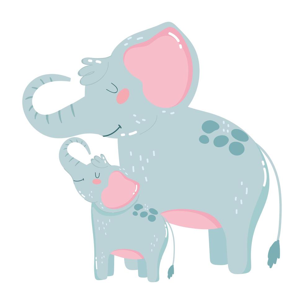 cute animals mom and baby elephants icon design white vector
