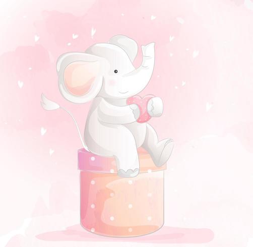 Cute baby elephant watercolor style vector