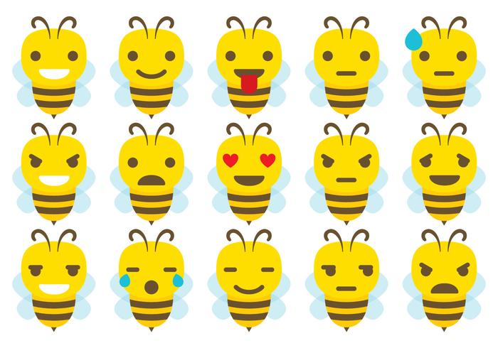 Cute Bee Emoticon Vectors