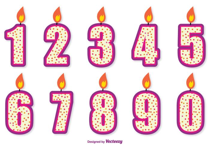 Cute Birthday Number Candle Set vector