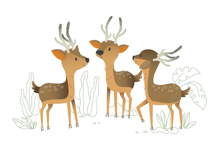 Cute Deer Character Vector Illustration