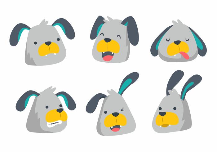 Cute Dog Head Emotion Vector Illustration