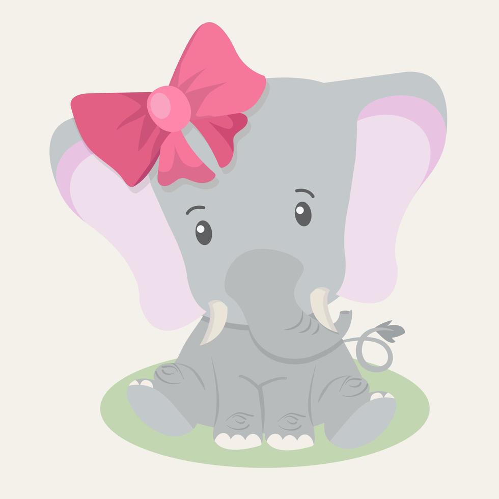 Cute Elephant Baby With Big Bow vector