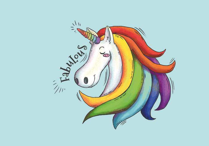 Cute Imagine Unicorn With Long And Colorful Hair vector