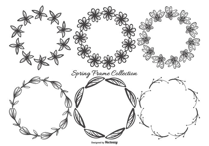 Cute Sketchy Spring Frames Collection vector