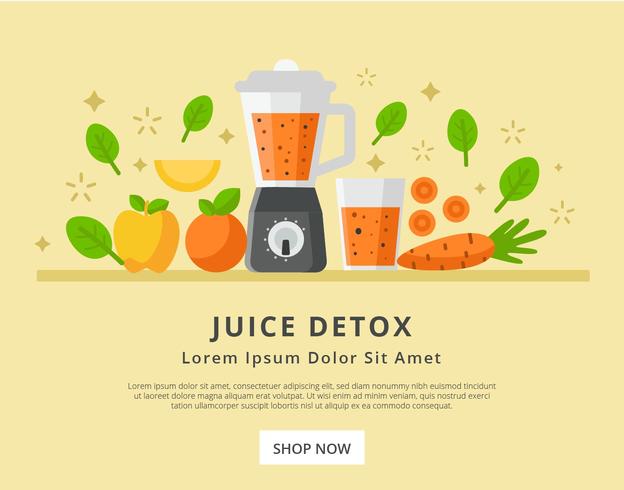 Detox Juice in Landing Page Design Vector