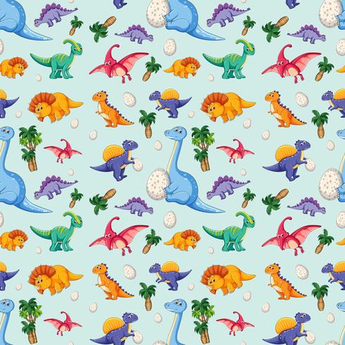 Dinosaur on seamless pattern vector