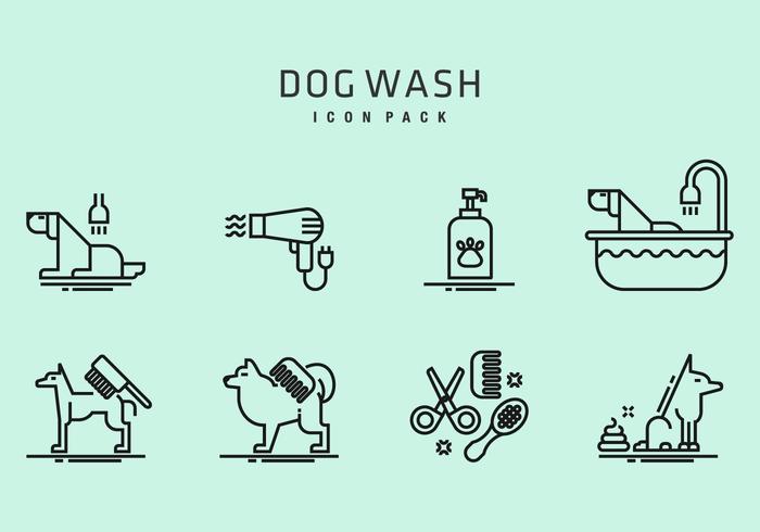 Dog Wash Icons vector