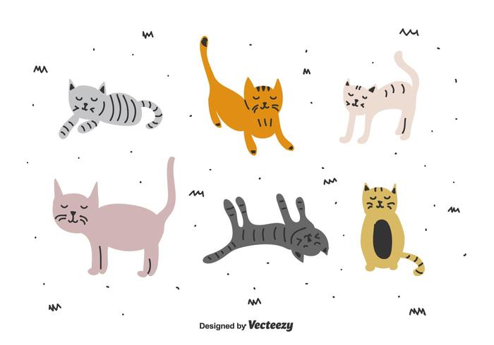 Doodle Cats Vector Set